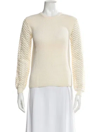 Pre-owned Chloé Merino Wool Crew Neck Sweater In Neutral