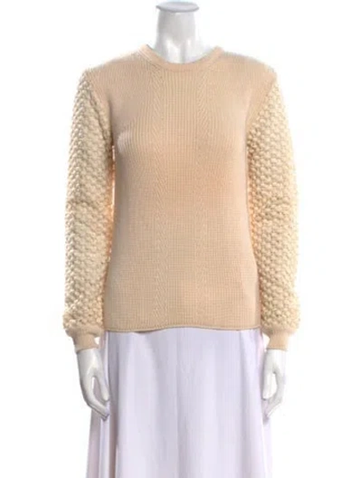 Pre-owned Chloé Merino Wool Crew Neck Sweater In Neutral