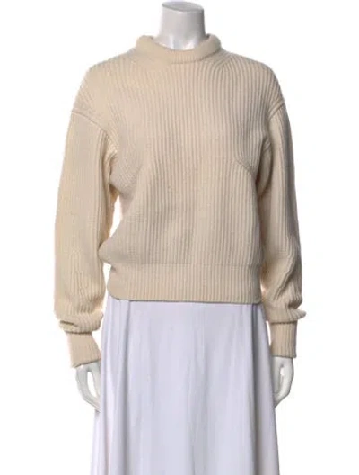 Pre-owned Chloé Merino Wool Crew Neck Sweater In Neutral