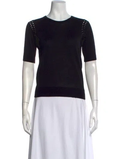 Pre-owned Chloé Merino Wool Crew Neck Top In Black