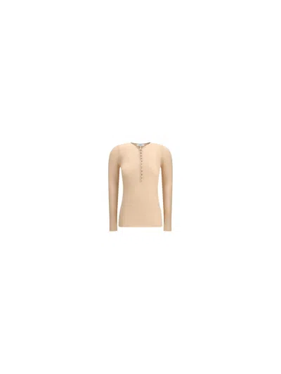 Chloé Merino Wool Henley Sweater In Neutral