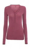 Chloé Merino Wool Henley Top In Pink