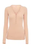 Chloé Merino Wool Henley Top In Pink