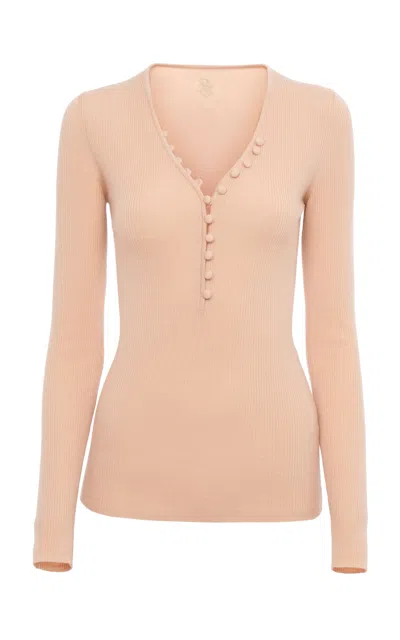 Chloé Merino Wool Henley Top In Pink