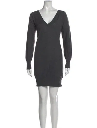 Pre-owned Chloé Merino Wool Mini Dress In Gray