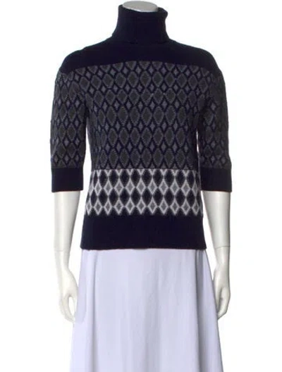 Pre-owned Chloé Merino Wool Printed Sweater In Blue