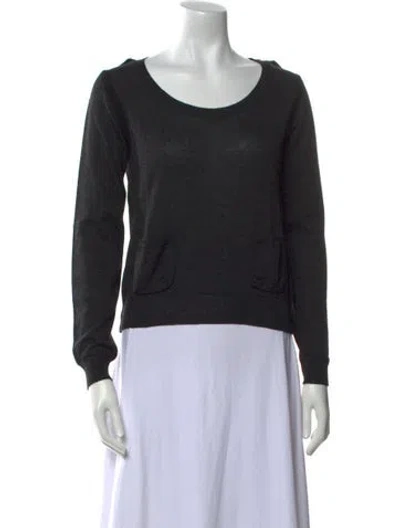 Pre-owned Chloé Merino Wool Scoop Neck Sweater In Black