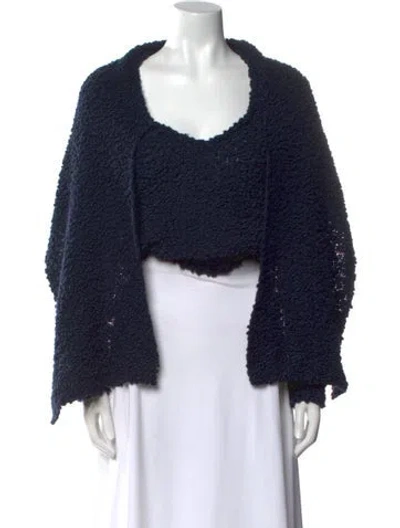 Pre-owned Chloé Merino Wool Scoop Neck Sweater In Blue