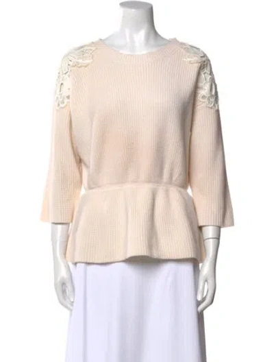 Pre-owned Chloé Merino Wool Scoop Neck Sweater In Neutral