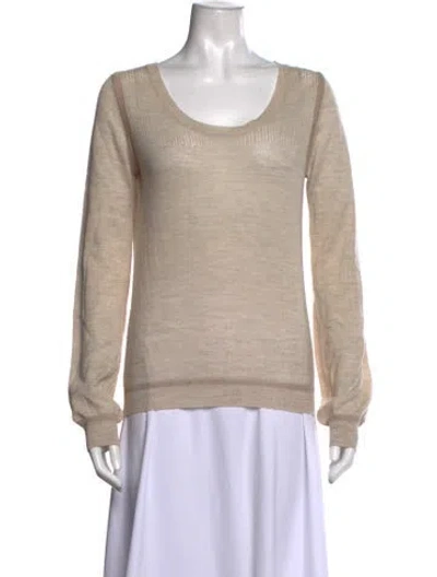 Pre-owned Chloé Merino Wool Scoop Neck Sweater In Neutral