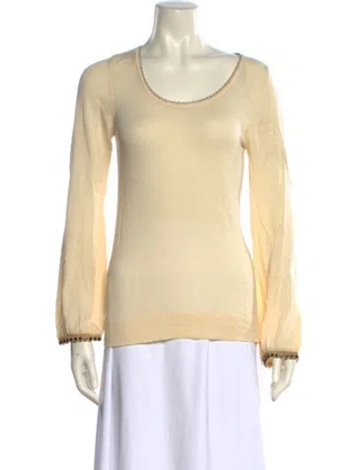 Pre-owned Chloé Merino Wool Scoop Neck Top In Neutral
