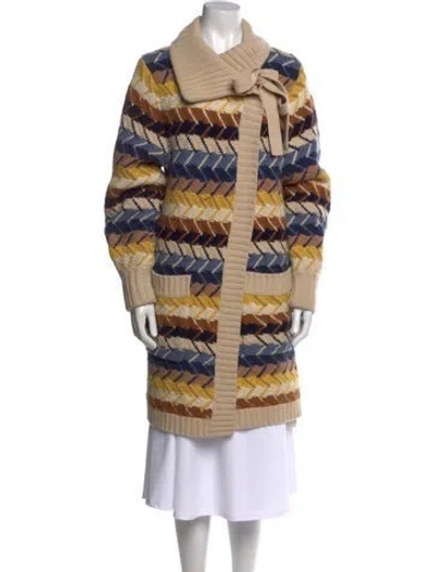 Pre-owned Chloé Merino Wool Striped Sweater In Brown
