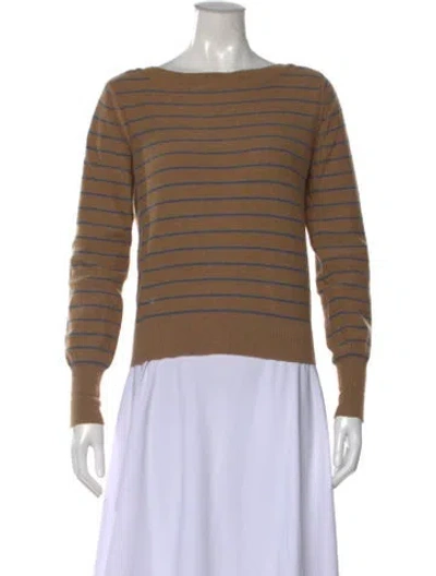 Pre-owned Chloé Merino Wool Striped Sweater In Brown