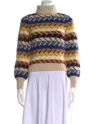 Pre-owned Chloé Merino Wool Striped Sweater In Neutral