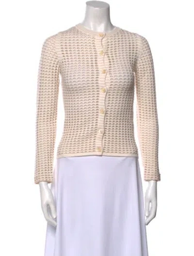Pre-owned Chloé Merino Wool Striped Top In White