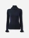 Chloé Ribbed-knit Cotton And Wool Turtleneck Sweater In Blue