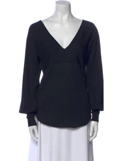 Pre-owned Chloé Merino Wool V-neck Blouse In Blue