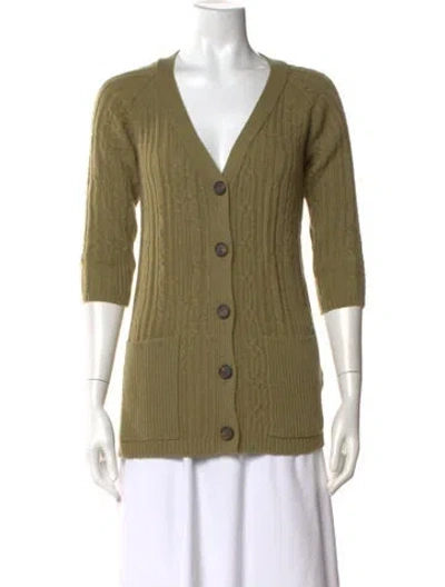 Pre-owned Chloé Merino Wool V-neck Sweater In Green