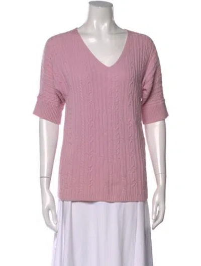 Pre-owned Chloé Merino Wool V-neck Sweater In Pink