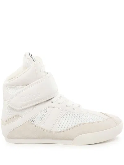 CHLOÉ CHLOÉ MESH AND SUEDE KICK HIGH-TOP SNEAKERS