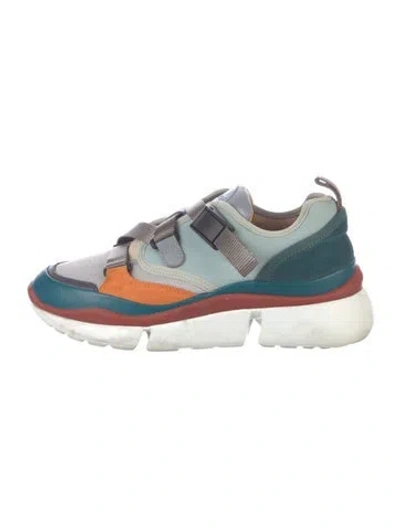 Pre-owned Chloé Mesh Colorblock Pattern Athletic Sneakers In Blue