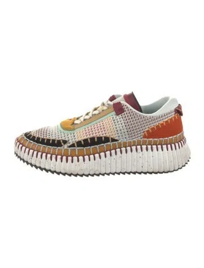 Pre-owned Chloé Mesh Colorblock Pattern Sneakers In Neutral