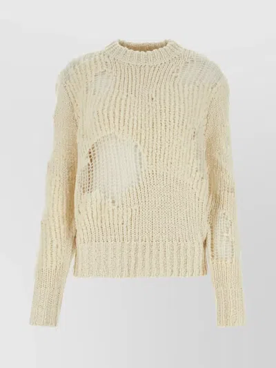 Chloé Distressed Knit Sweater In Beige