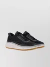 Chloé Nama Embroidered Suede And Recycled-mesh Sneakers In Black