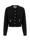 Chloé Chloe Embellished-pocket Wool And Cashmere-blend Cardigan In Black
