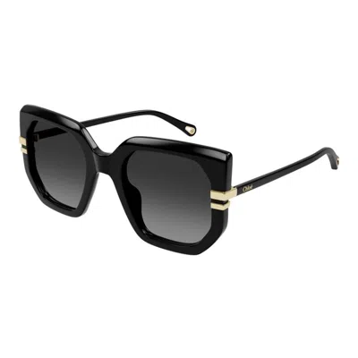 Chloé Metal Frame Sunglasses In Black