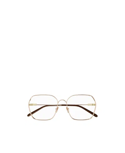 Chloé Metal Geometric-frame Glasses In Brown