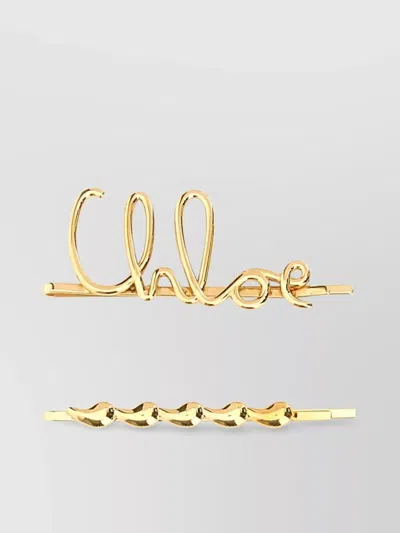 Chloé Chloe Women Gold Metal Chloe Iconic Hair Clips In Metallic