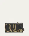 Chloé Metal Logo Crossbody Bag In Smooth Calfskin In Black