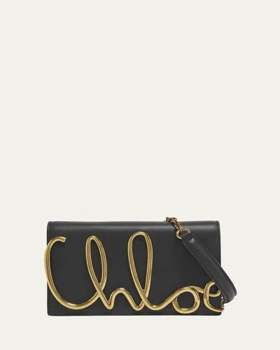 Chloé Womens Black Brand-plaque Leather Cross-body Bag