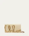 Chloé Metal Logo Crossbody Bag In Smooth Calfskin In Sweet Beige