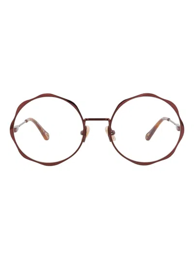 Chloé Metal Round/oval Women's Optical Frames In Brown