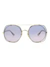 Chloé Ch0042s Rectangular-framed Metal Sunglasses In Gold