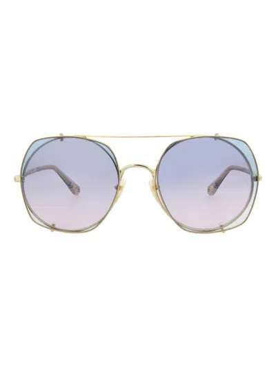 Chloé Metal Square/rectangle Women's Sunglasses In Multi