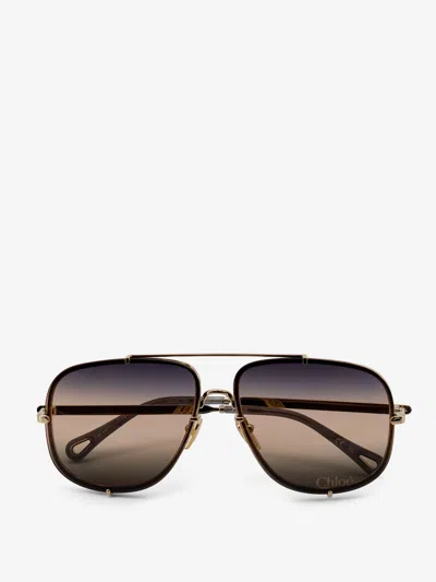 Chloé Metal Sunglasses In Brown