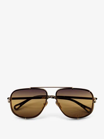 Chloé Metal Sunglasses In Brown