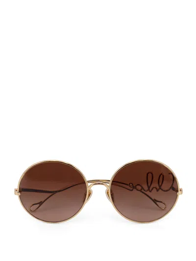 Chloé Iconic Logo Round Sunglasses In Brown