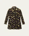Chloé Robe Courte À Nouer En Jacquard De Soie Et Lurex Femme Noir Taille 38 80% Soie, 20% Polyamide, Pinct In Black