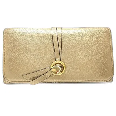 Pre-owned Chloé Metallic Gold Leather Long Wallet (bi-fold) ()