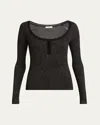 Chloé Ribbed-knit Lurex Henley Shirt In Black Gold