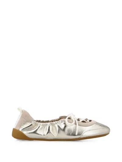 Chloé Metallic Lace-up Ballet Flats In Multi