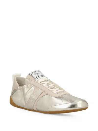 Chloé Metallic Leather Sneakers In Multi