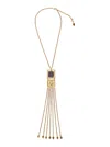 Chloé Metallic Necklace With Claw Clasp Rear Closure And Pendant With Logo Plaque In Brass Woman In Gold