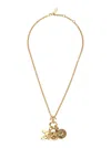 Chloé Metallic Necklace With Rear Hook Closure And Three Logo Charms In Brass Woman In Gold