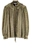 Chloé Chloe Metallic Silk-blend Blouse In Black Gold