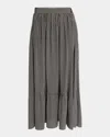 Chloé Micro Check Silk Maxi Skirt In Black